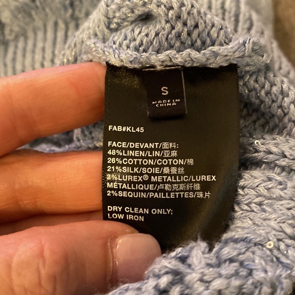 Lafayette 148 New York French Blue Open Cable Knit Crew Neck Sweater Womens Sz S - Picture 10 of 10